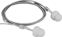 Image of Product. Top orientation. Earplugs. Earplugs , Cord, Ribbed Cone, Plastic Tab.