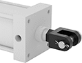 Image of ProductInUse. Front orientation. ZoomedIn view. Air Cylinder Mounts. NFPA Tie Rod Air Cylinder Mounts, Rod Clevis with Pin.