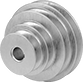 Image of Product. 4 Grooves. Front orientation. V-Belt Drive Pulleys. Adjustable-Speed V-Belt Drive Pulleys, For 4L, A Belts, 4 Grooves.