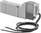 Image of Product. Single Solenoid Valve with Wire Leads. Front orientation. Single Solenoid. Modular Air Directional Control Valves with Air Manifolds, 4 Way.