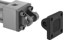 Image of System. Front orientation. Hydraulic Cylinder Mounts. Hydraulic Cylinder Pivot Brackets.