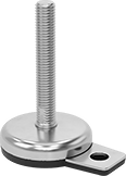 Image of Product. Front orientation. Leveling Mounts. Stay-Put Swivel Leveling Mounts with Threaded Stud and Offset Hole, Round Base, 1 Mounting Hole, With Cushion.