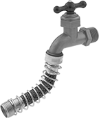 Image of ProductInUse. Front orientation. Hose Kink Absorbers. Flexible Garden Hose Kink Absorbers.