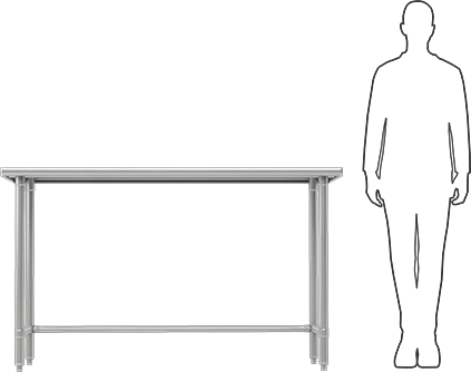 Image of Product. Side1 orientation. Contains SizingReference. Stainless Steel Table, Stationary, 36" Height, 60" Width x 30" Depth .