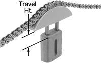 Image of ProductInUse. Front orientation. Contains Annotated. Chain and Belt Tensioners. Channel-Guided Roller Chain Tensioners.