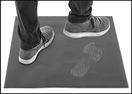 Image of ProductInUse. Front orientation. Contains Border. Floor Mats. Disposable Sticky-Surface Floor Mats.