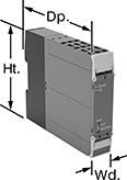 Image of Product. Bottom orientation. Contains Annotated. Safety Relays. Safety Relays, SIL 3, PLe Max. System Safety Rating—DIN-Rail Mount.