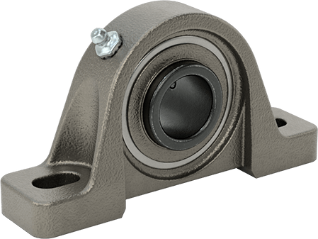 Image of Product. Back orientation. Cast Iron Mounted Steel Ball Bearing, Set-Screw Lock, for 1" Shaft Diameter.