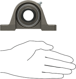 Image of Product. Side1 orientation. Contains SizingReference. Cast Iron Mounted Steel Ball Bearing, Set-Screw Lock, for 1" Shaft Diameter.