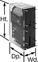 Image of Specification. Front orientation. Contains Annotated. Safety Relays. Circuit Board Safety Relays, 10 Terminals.