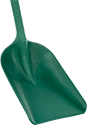 Image of Product. Style A (Green). Front orientation. ZoomedIn view. Green Blade. Food and Beverage Shovels, Style A.