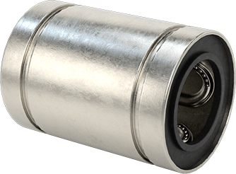 Image of Product. Front orientation. Fixed Alignment Ball Linear Bearing, 440C Stainless Steel Bearing with Stainless Steel Ball, for 3/8" Shaft Diameter.