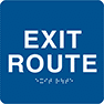 Image of Product. Front orientation. Signs. ADA-Compliant Exit Signs, Exit Route (English)—Blue with White Message.