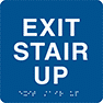 Image of Product. Front orientation. Signs. ADA-Compliant Exit Signs, Exit Stair Up (English)—Blue with White Message.