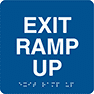 Image of Product. Front orientation. Signs. ADA-Compliant Exit Signs, Exit Ramp Up (English)—Blue with White Message.