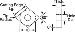 Image of Attribute. Front orientation. Contains Annotated. CNGA Insert.