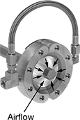 Image of ProductInUse. Front orientation. Contains Annotated. Air Knives. Circular-Airflow Air Knives.