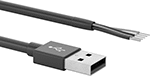 Image of Product. Front orientation. USB Cords. USB Cords, Straight USB-A Plug × Wire Lead Connection.