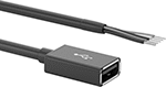 Image of Product. Front orientation. USB Cords. USB Cords, Straight USB-A Socket × Wire Lead Connection.