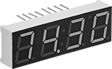 Image of Product. 7 Segment with 4 Characters. Front orientation. 1/2" High. LED Display Screens, Segment Displays, 7 Segments per Character.