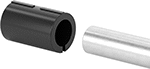 Image of ProductInUse. For Round to Round Rail. Front orientation. For Round Rails. Heavy Duty Clamp-On Framing and Fittings, Connectors, Sleeve Fitting, For Round Rails.