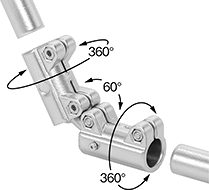 Image of ProductInUse. Elbow. Front orientation. Contains Annotated. Elbow. Heavy Duty Clamp-On Framing and Fittings, Connectors.