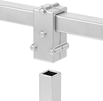 Image of ProductInUse. Tee. Front orientation. Tee. Heavy Duty Clamp-On Framing and Fittings, Connectors, For Square Rails.