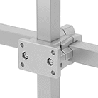 Image of ProductInUse. Flanged Crossover. Back orientation. Flanged Crossover. Heavy Duty Clamp-On Framing and Fittings, Connectors, For Square Rails.