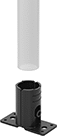 Image of ProductInUse. Rectangular Flange. Bottom orientation. Exploded view. Rectangular Flange. Clamp-On Framing and Fittings .