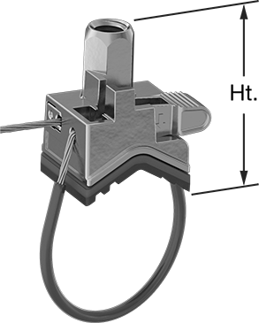 Image of Product. Front orientation. Contains Annotated. Adjustable Clamping Hanger.