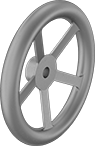 Image of Product. Front orientation. Hand Wheels. Unthreaded Through-Hole-Mount Spoked Hand Wheels, Dished Hand Wheels, 5 Spokes.