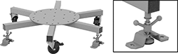 Image of ProductInUse. Dolly Shown with Dolly Anchors (Sold Separately). Front orientation. Contains Inset. Robot Workstations. Collaborative Robot Pedestals.