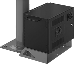 Image of ProductInUse. Front orientation. Robot Controller Mounts. Robot Pedestals, Bolt-On Round Pedestals.