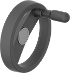 Image of Product. Front orientation. Hand Wheels. Unthreaded-Hole-Mount Spoked Hand Wheels, Dished Hand Wheels with Revolving Handle, 2 Spokes.