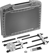 Image of Product. Set with Face-Grip Puller and Clamping Screw. Front orientation. Bearing and V-Belt Pulley Separator Sets. 1 Separator, Clamping Screw.