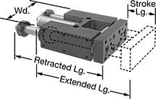 Image of Product. Front orientation. Contains Annotated. Air Slides. Adjustable-Stroke-Length Air Slides.