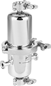 Image of Product. Front orientation. Filter Housings. Sanitary Metal Filter Housings with Cartridge for Food and Beverage Steam Lines.