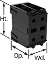 Image of Product. Front orientation. Contains Annotated. Distribution Blocks. Stud-Terminal Input Connection.
