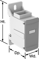 Image of Product. Front orientation. Contains Annotated. Distribution Blocks. Bus-Bar Input Connection.