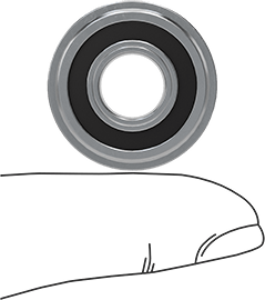 Image of Product. Side1 orientation. Contains SizingReference. Steel Ball Bearing, Flanged, Sealed, for 3/8" Shaft Diameter and 7/8" Housing ID.
