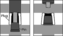Image of Attribute. Front orientation. CrossSection view. Contains Annotated, MultipleImages. Installation Tools for Pull-Through Bore Sealing Plugs.