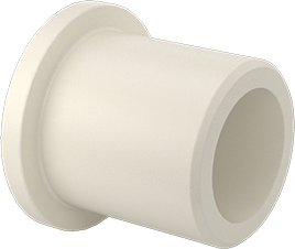 Image of Product. Front orientation. Dry-Running Nylon Sleeve Bearing, Flanged, for 5/16" Shaft Diameter and 7/16" Housing ID, 1/2" Long.