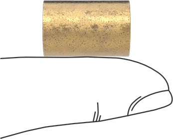 Image of Product. Side1 orientation. Contains SizingReference. Oil-Embedded 841 Bronze Sleeve Bearing, for 3/8" Shaft Diameter and 1/2" Housing ID, 3/4" Long.