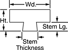 Image of Attribute. Front orientation. Contains Annotated. Channel-Mount T-Seals, Style C.