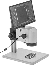 Image of ProductInUse. Front orientation. Microscopes. Benchtop Video Microscopes with Built-In Monitor.