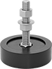 Shock-Absorbing Swivel Leveling Mounts with Threaded Stud
