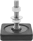 Image of Product. Front orientation. Leveling Mounts. Shock-Absorbing Swivel Leveling Mounts with Threaded Stud, Square Base.