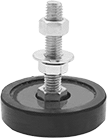 Image of Product. Front orientation. Leveling Mounts. Shock-Absorbing Swivel Leveling Mounts with Threaded Stud, Round Base.