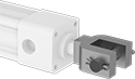 Image of ProductInUse. Front orientation. Air Cylinder Mounts. Enclosed-Body NFPA Air Cylinders, Rod-Clevis-with-Pin Actuator Connection.