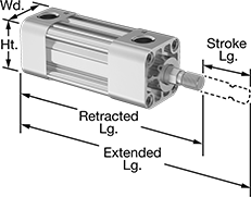 Image of Product. Front orientation. Contains Annotated. Air Cylinders. Enclosed-Body NFPA Air Cylinders.